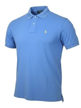 Polo Ralph Lauren Classic Fit Polo Shirt Men M Blue Yellow Pony Cotton Golf